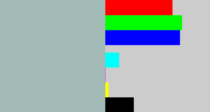 Hex color #a2bbb6 - light grey blue