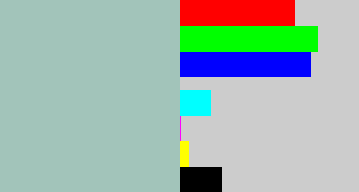 Hex color #a2c4ba - light grey blue