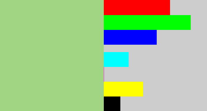 Hex color #a2d583 - pale olive green