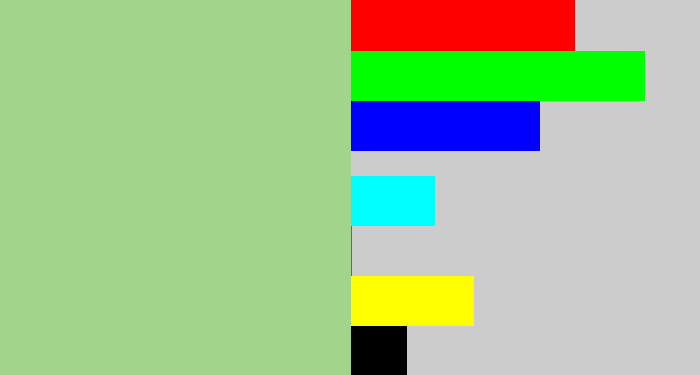 Hex color #a2d58a - pale olive green