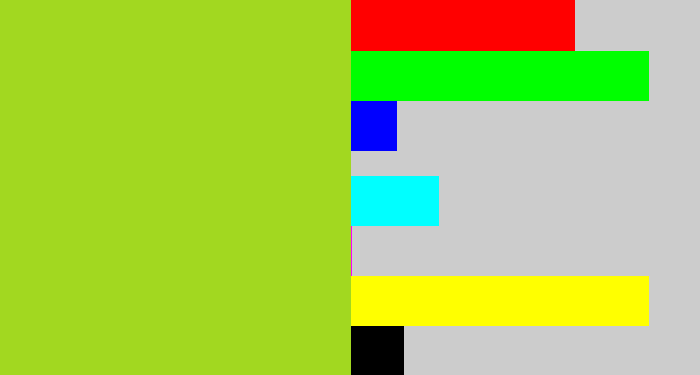 Hex color #a2d820 - yellowish green