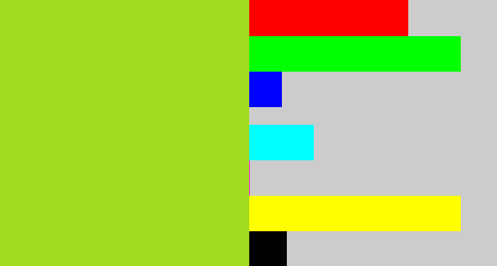 Hex color #a2da21 - yellowish green