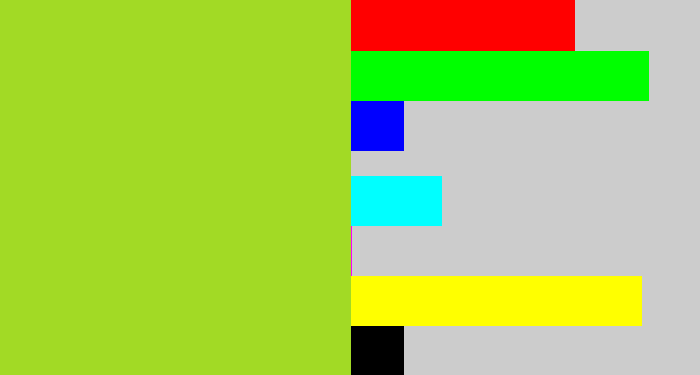 Hex color #a2da25 - yellowish green