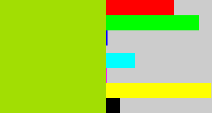 Hex color #a2de03 - slime green