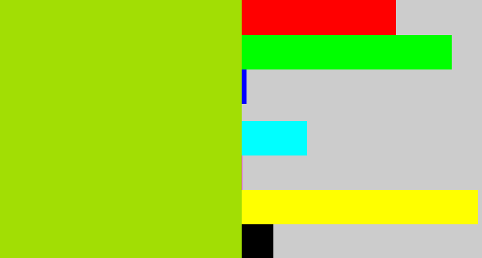 Hex color #a2de04 - slime green