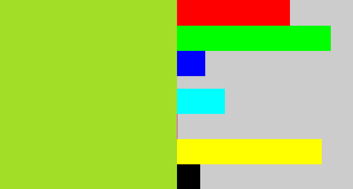 Hex color #a2de28 - yellowish green