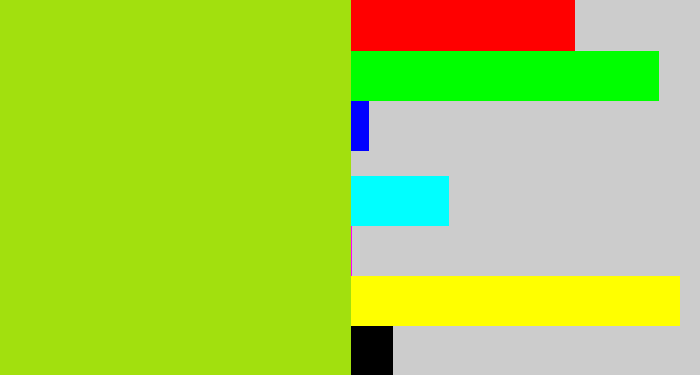 Hex color #a2e00e - yellowish green