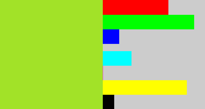 Hex color #a2e228 - yellowish green