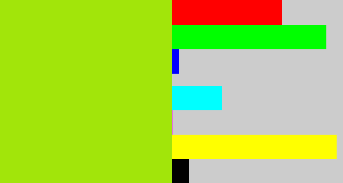 Hex color #a2e50a - yellowish green