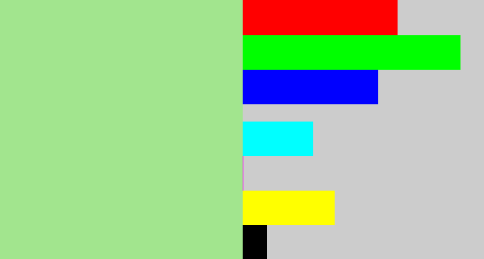 Hex color #a2e58e - light grey green