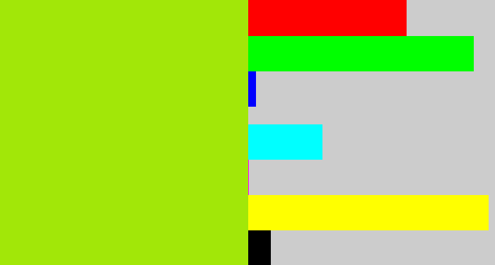 Hex color #a2e708 - lemon green