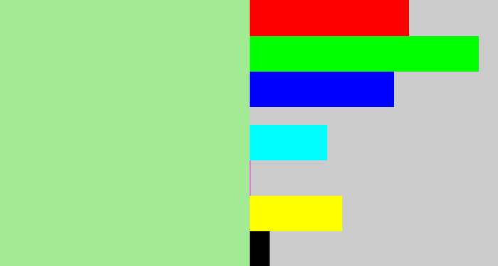 Hex color #a2ea93 - pale light green