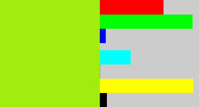 Hex color #a2ec0f - lemon green