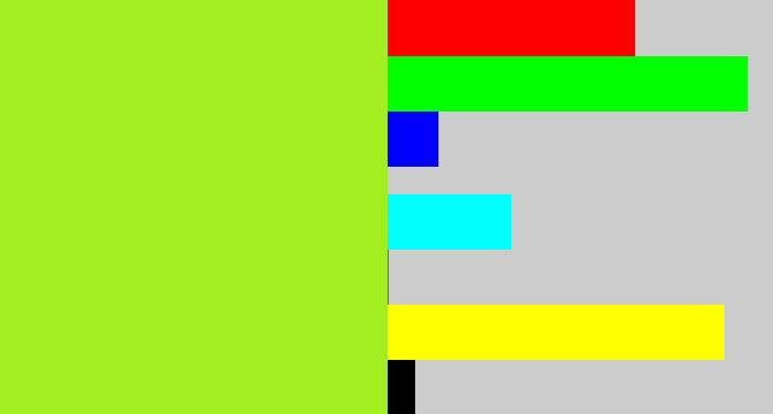 Hex color #a2ee20 - yellowish green