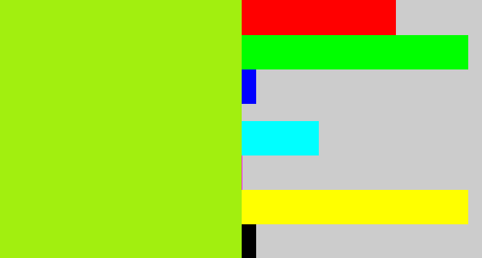 Hex color #a2ef0f - lemon green