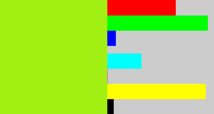 Hex color #a2ef14 - yellowish green