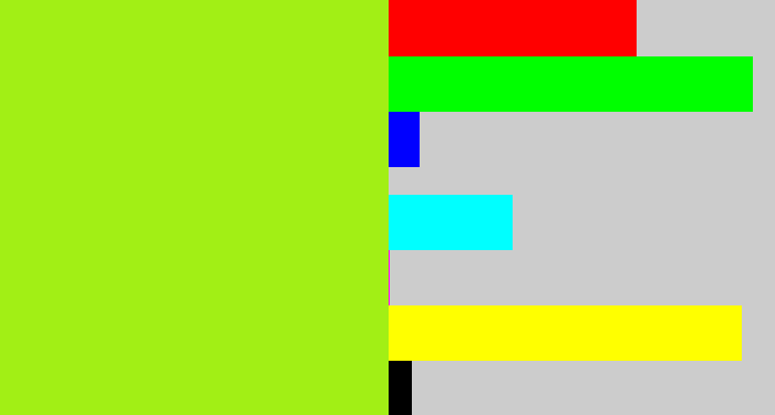 Hex color #a2ef15 - yellowish green