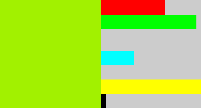 Hex color #a2f100 - lemon green