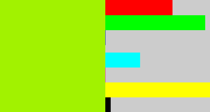 Hex color #a2f200 - lemon green