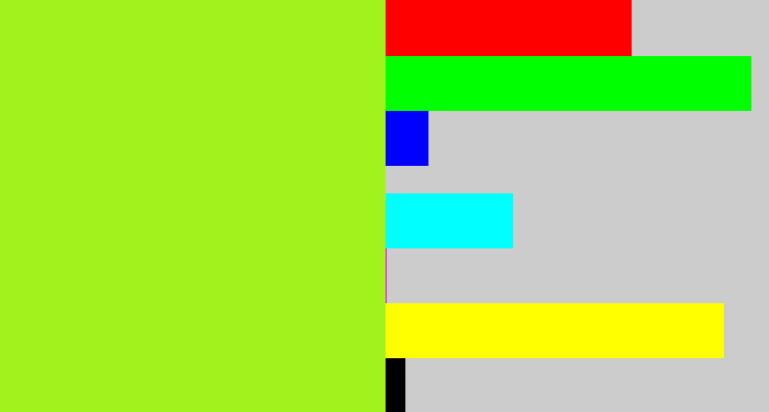 Hex color #a2f21d - lime