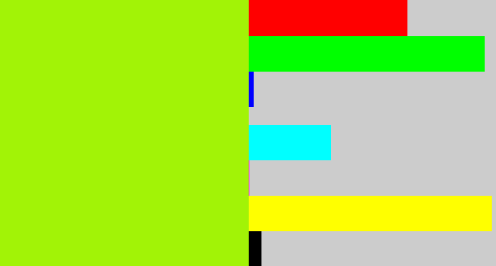 Hex color #a2f306 - lemon green