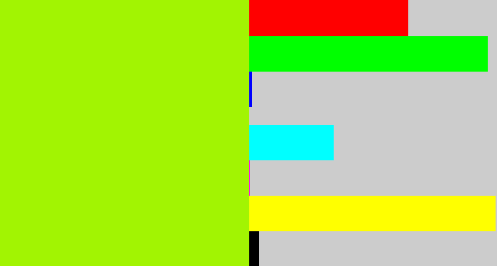 Hex color #a2f402 - lemon green