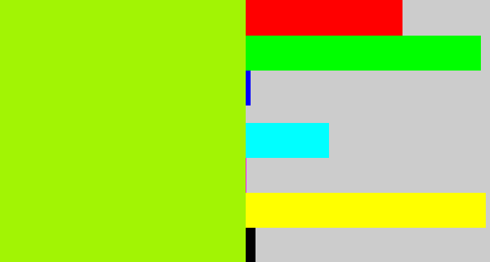 Hex color #a2f404 - lemon green