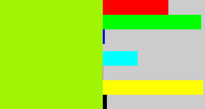 Hex color #a2f406 - lemon green