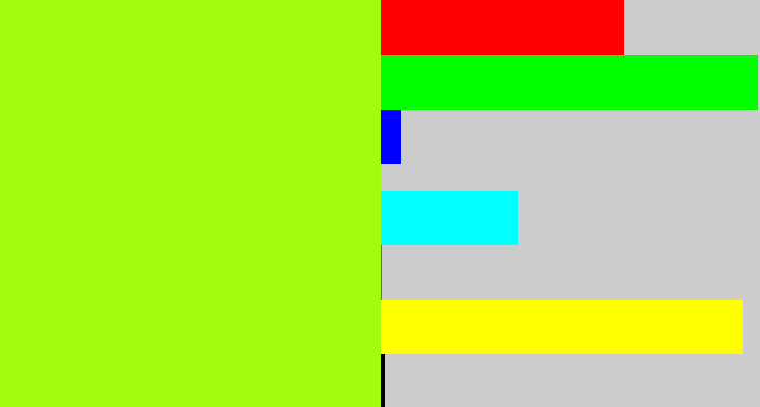 Hex color #a2fd0c - electric lime