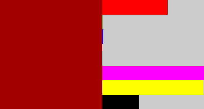 Hex color #a30002 - darkish red