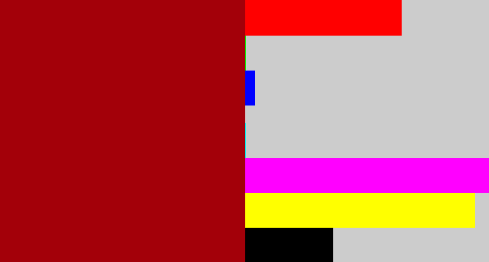 Hex color #a30009 - darkish red