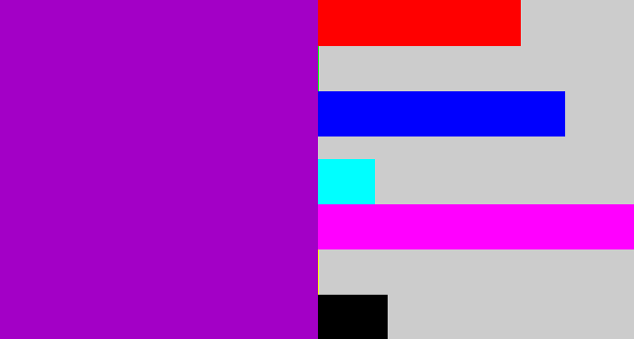 Hex color #a300c6 - vibrant purple