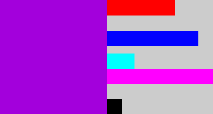 Hex color #a300dc - vibrant purple