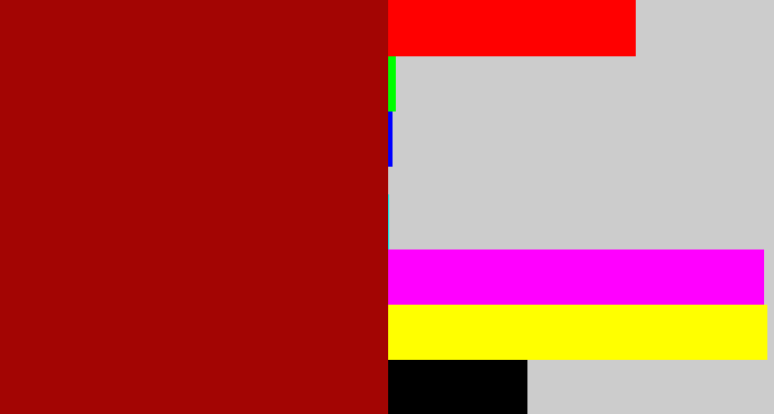 Hex color #a30503 - darkish red