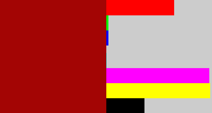 Hex color #a30504 - darkish red