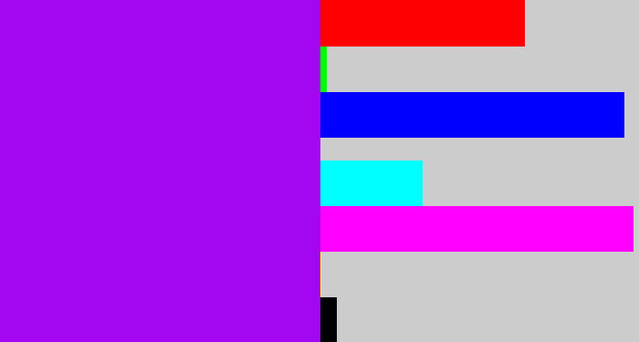 Hex color #a306f1 - violet