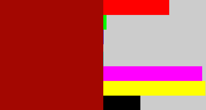 Hex color #a30701 - darkish red