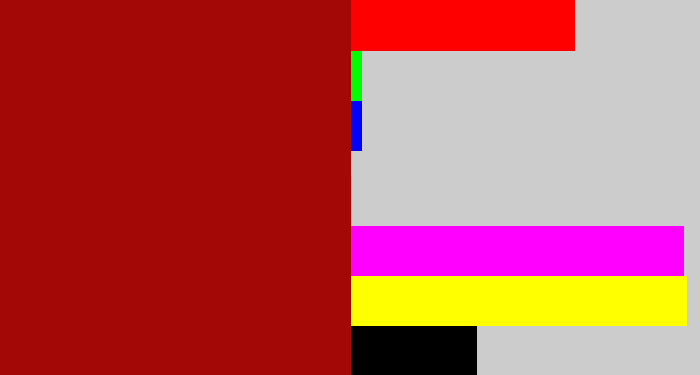 Hex color #a30807 - darkish red