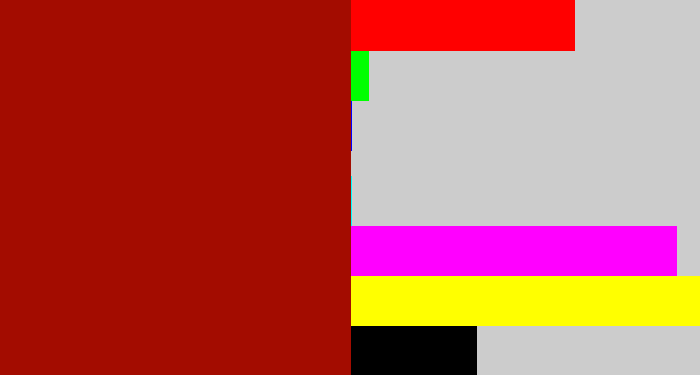 Hex color #a30c00 - darkish red