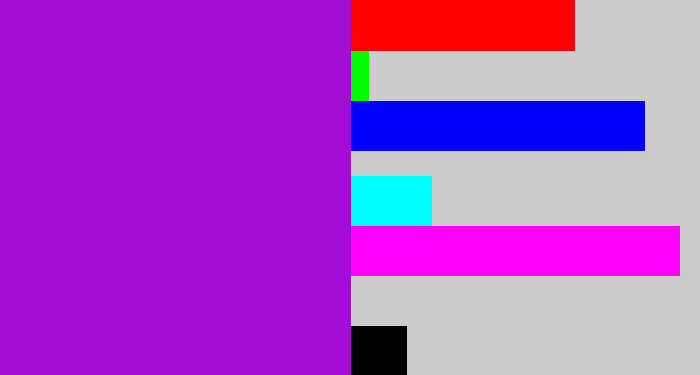 Hex color #a30cd5 - vibrant purple