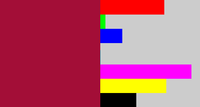 Hex color #a30e37 - rouge