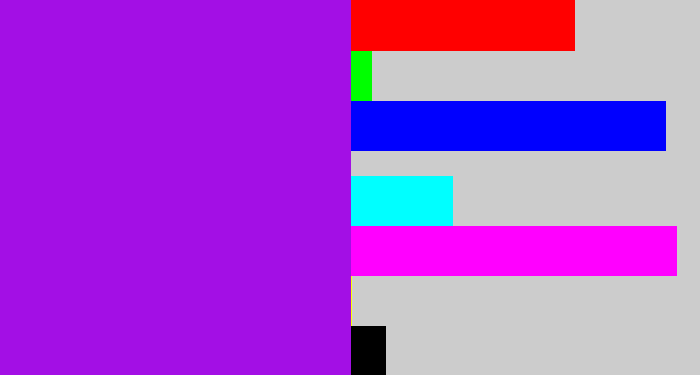 Hex color #a30fe5 - violet