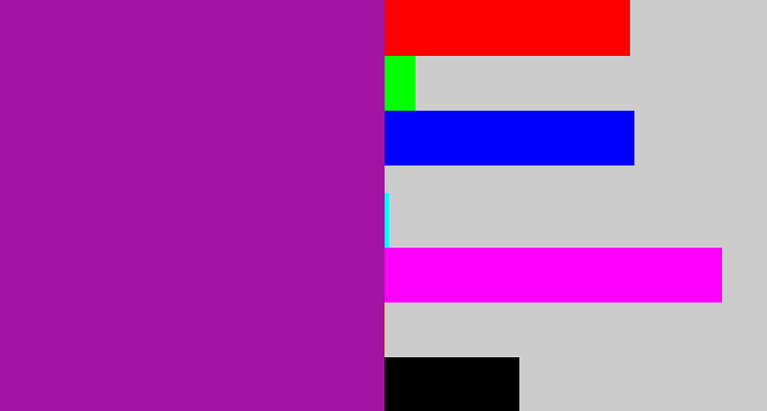 Hex color #a314a5 - barney purple