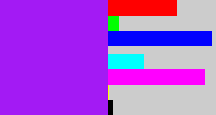 Hex color #a31af4 - electric purple