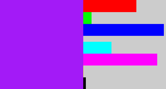 Hex color #a31af7 - electric purple