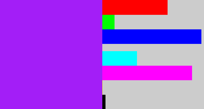Hex color #a31ef7 - electric purple