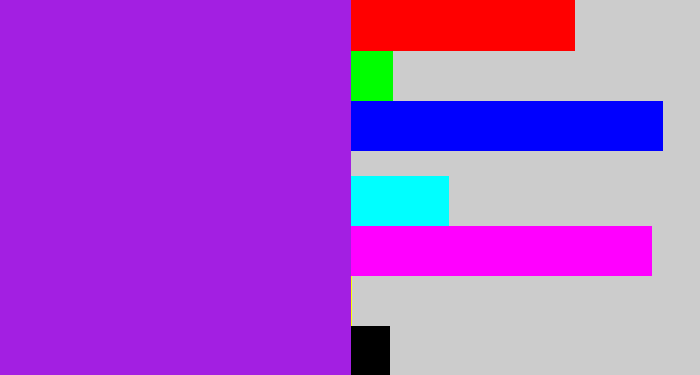 Hex color #a31fe2 - violet