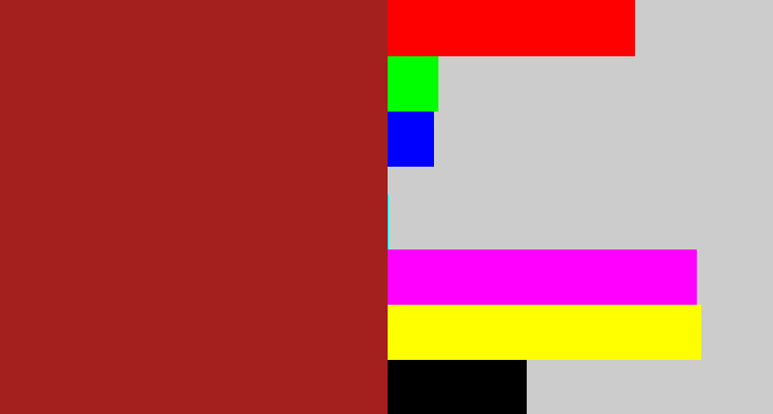Hex color #a3201f - brick
