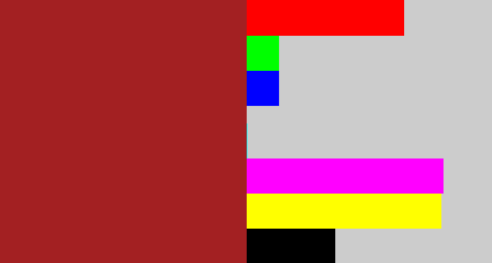 Hex color #a32022 - brick