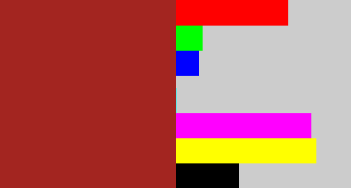 Hex color #a32520 - brick